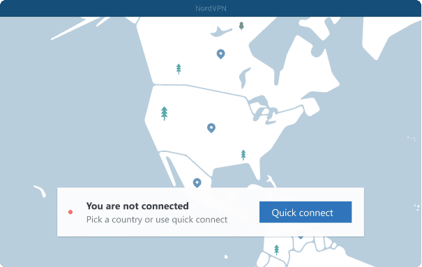 KemitVPN Windows application interface displayed on a laptop screen with a blue-themed background, showing connection status and server options, conveying a sense of security and modern technology